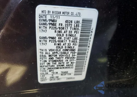 2012 Nissan Rogue S z USA, uszkodzony, nr VIN JN8AS5MV4CW369533